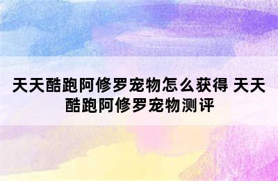 天天酷跑阿修罗宠物怎么获得 天天酷跑阿修罗宠物测评